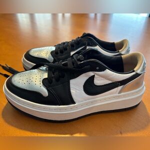 Air Jordan 1 elevated low sneakers in metallic silver, black and white onyx